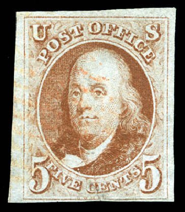 Prices of US Stamps Scott Catalog # 1 - 5c 1847 Franklin. Matthew Bennett International, Dec 2008, Sale 330, Lot 1319