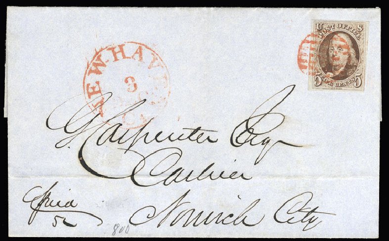 US Stamps Values Scott Cat. 1 - 5c 1847 Franklin. Cherrystone Auctions, Jan 2015, Sale 201501, Lot 9