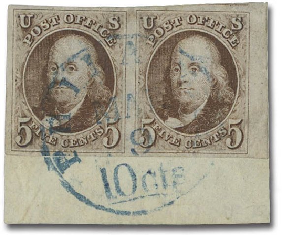 Costs of US Stamp Scott Catalog # 1: 1847 5c Franklin. Daniel Kelleher Auctions, Oct 2012, Sale 632, Lot 919