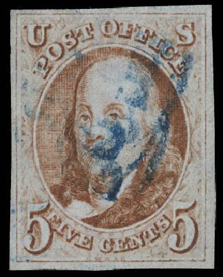 Value of US Stamps Scott Cat. #1: 1847 5c Franklin. Daniel Kelleher Auctions, Feb 2013, Sale 634, Lot 819