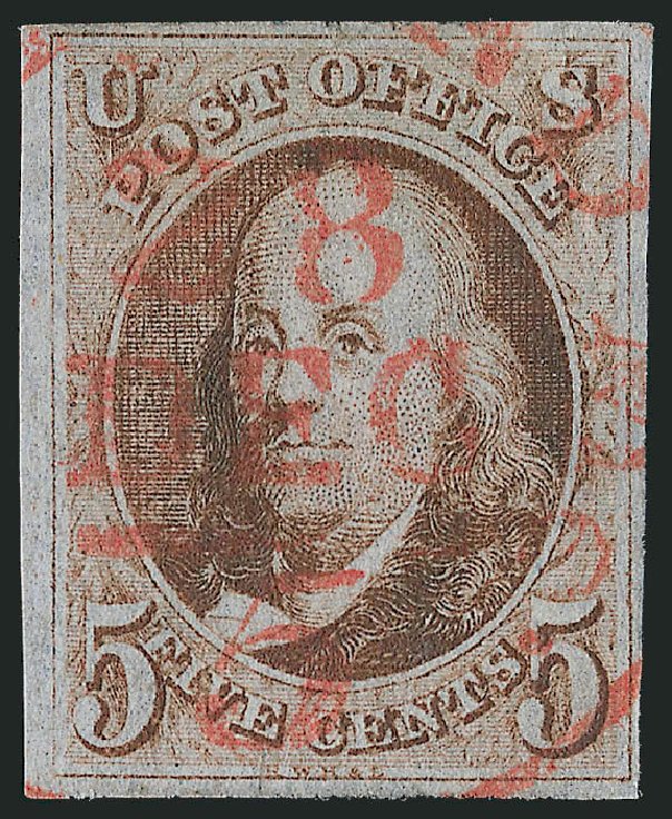 Price of US Stamps Scott Catalog 1 - 5c 1847 Franklin. Robert Siegel Auction Galleries, Mar 2011, Sale 1007, Lot 2079