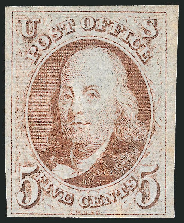 US Stamp Price Scott 1 - 1847 5c Franklin. Robert Siegel Auction Galleries, Oct 2011, Sale 1014, Lot 1009