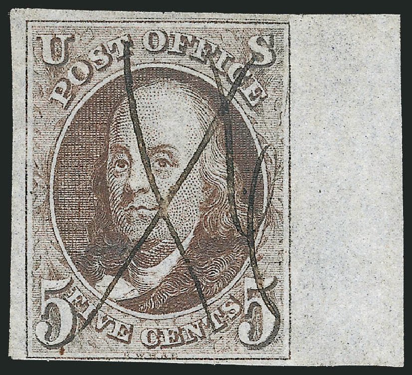 Value of US Stamp Scott Cat. # 1 - 1847 5c Franklin. Robert Siegel Auction Galleries, Dec 2011, Sale 1017, Lot 39