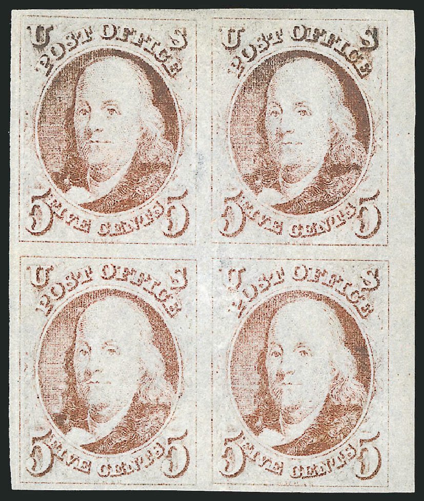 US Stamp Prices Scott 1 - 1847 5c Franklin. Robert Siegel Auction Galleries, Apr 2012, Sale 1023, Lot 2039
