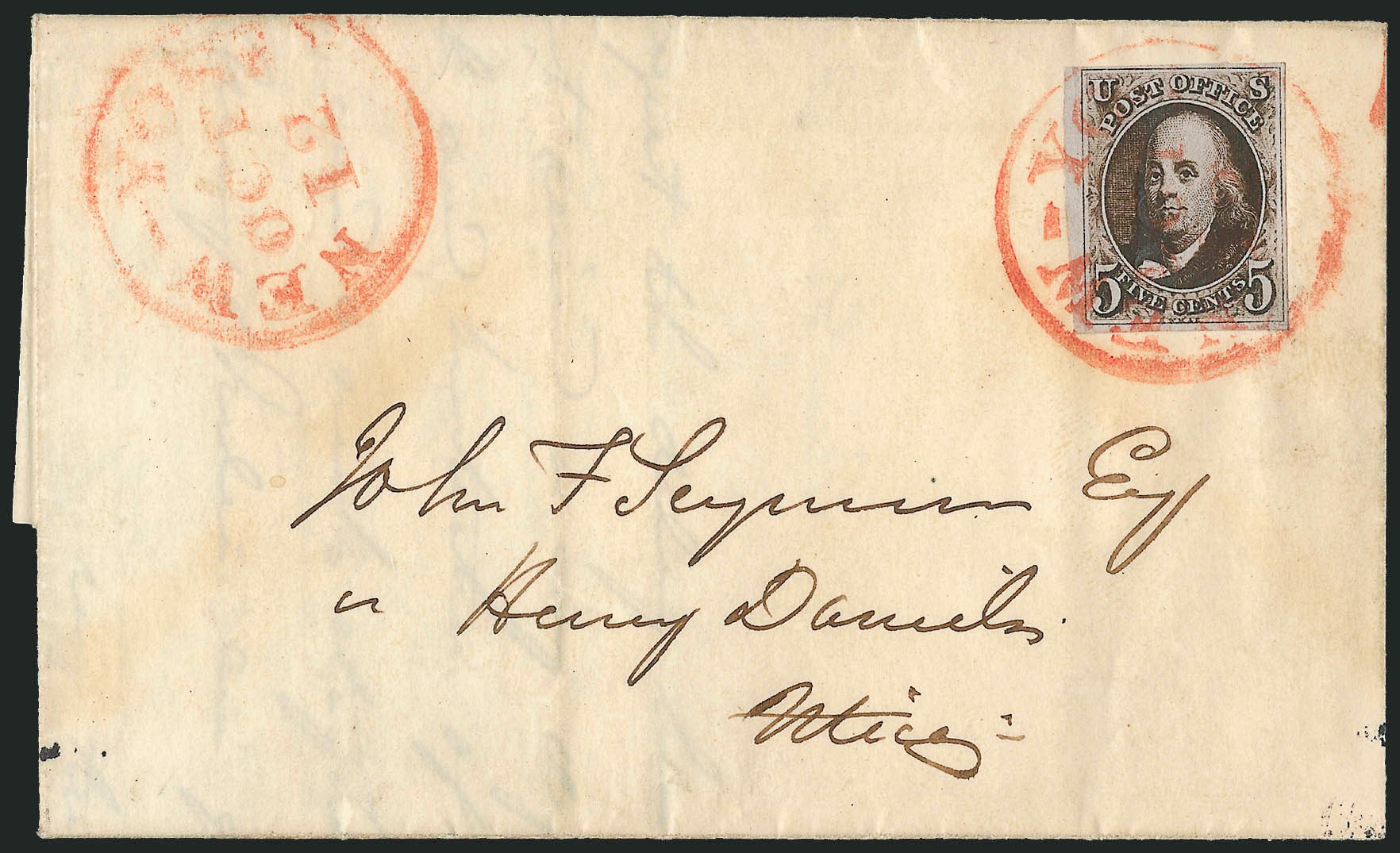 Price of US Stamps Scott Catalogue # 1: 5c 1847 Franklin. Robert Siegel Auction Galleries, Apr 2012, Sale 1023, Lot 2129