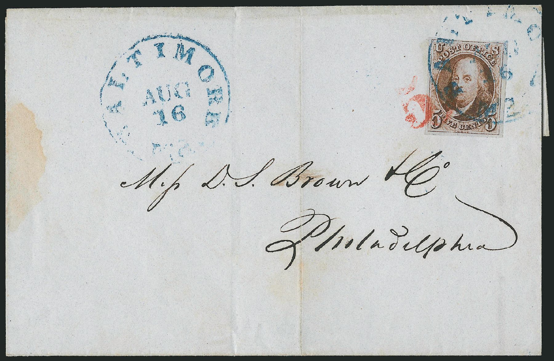 Value of US Stamp Scott Catalog #1 - 1847 5c Franklin. Robert Siegel Auction Galleries, Apr 2012, Sale 1023, Lot 2289
