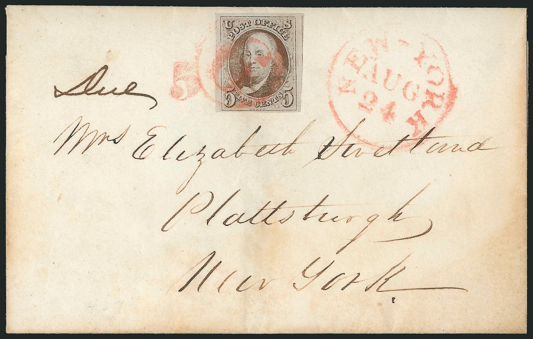 Values of US Stamps Scott Catalogue 1 - 5c 1847 Franklin. Robert Siegel Auction Galleries, Apr 2012, Sale 1023, Lot 2339
