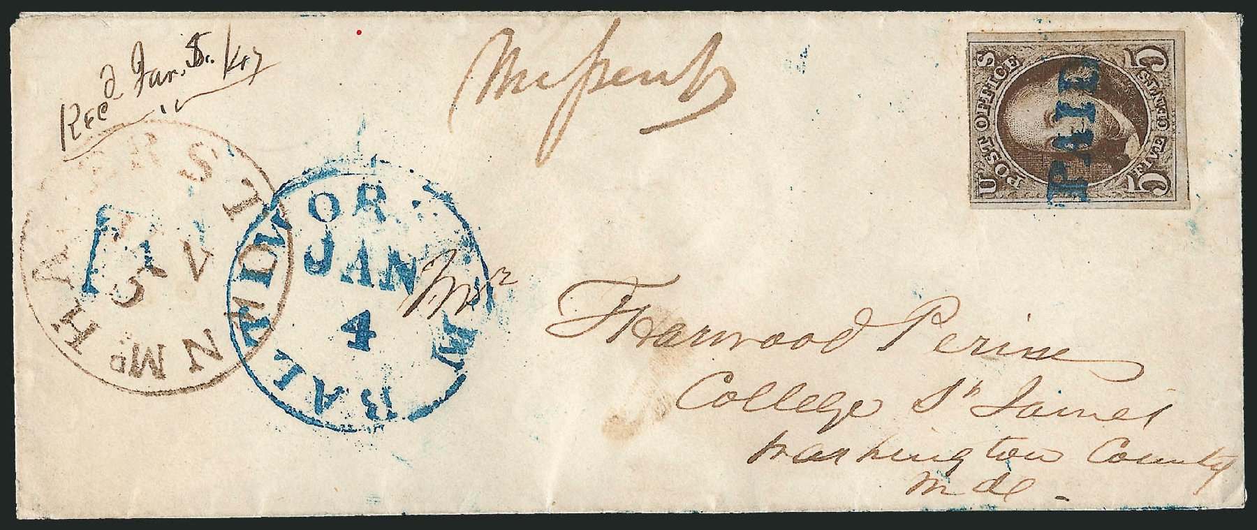 Price of US Stamps Scott Catalog 1: 1847 5c Franklin. Robert Siegel Auction Galleries, Apr 2012, Sale 1023, Lot 2359