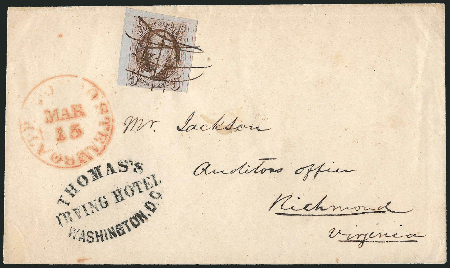 Price of US Stamp Scott Catalog #1 - 5c 1847 Franklin. Robert Siegel Auction Galleries, Apr 2012, Sale 1023, Lot 2389