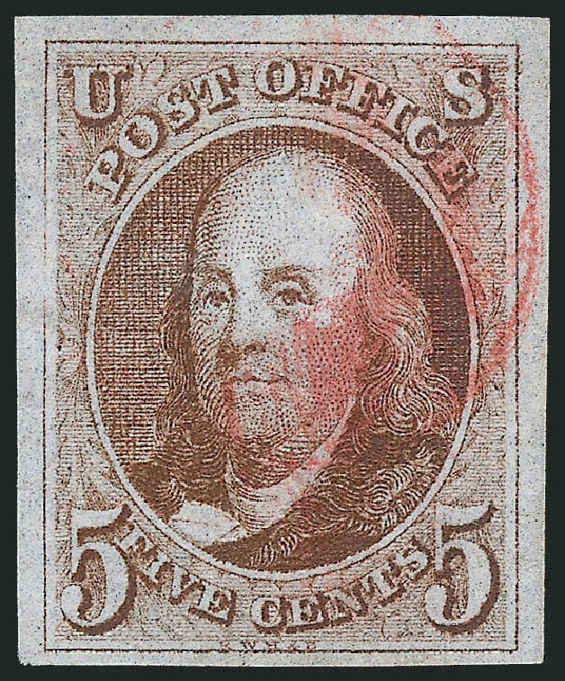 US Stamps Value Scott #1 - 1847 5c Franklin. Robert Siegel Auction Galleries, Dec 2012, Sale 1037, Lot 1349