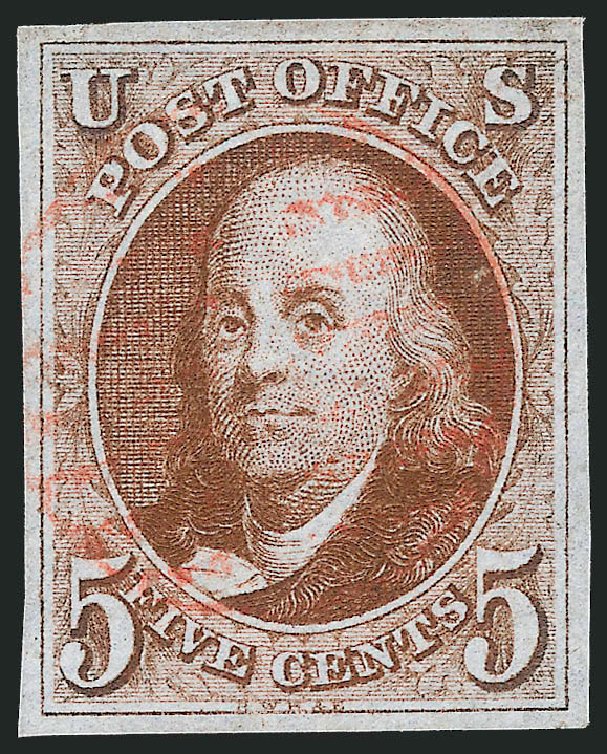 US Stamp Price Scott Catalogue #1 - 5c 1847 Franklin. Robert Siegel Auction Galleries, Dec 2012, Sale 1037, Lot 1369
