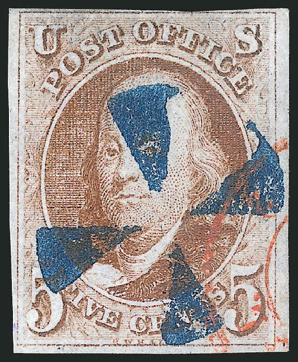 Prices of US Stamps Scott #1 - 1847 5c Franklin. Robert Siegel Auction Galleries, Apr 2014, Sale 1068, Lot 9