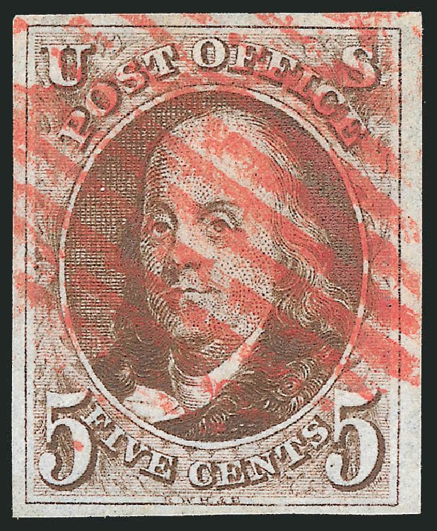 US Stamps Price Scott Catalogue #1: 5c 1847 Franklin. Robert Siegel Auction Galleries, Sep 2014, Sale 1078, Lot 29
