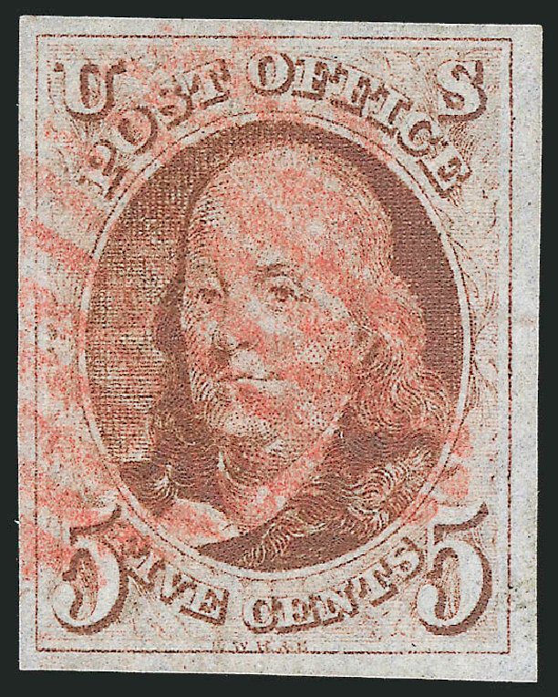 Price of US Stamps Scott Cat. 1 - 5c 1847 Franklin. Robert Siegel Auction Galleries, Sep 2010, Sale 993, Lot 139