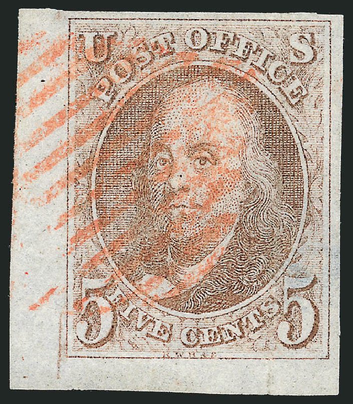 Cost of US Stamp Scott 1: 5c 1847 Franklin. Robert Siegel Auction Galleries, Sep 2010, Sale 993, Lot 69
