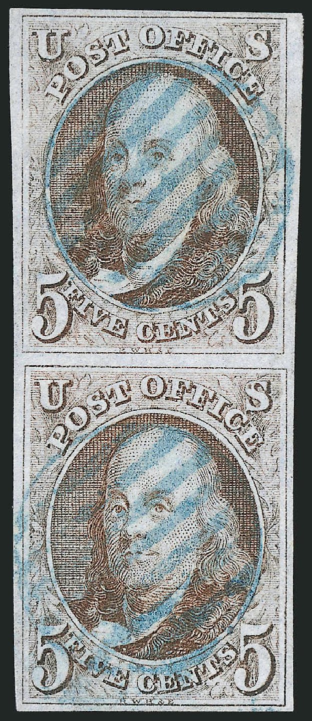 US Stamp Value Scott #1: 1847 5c Franklin. Robert Siegel Auction Galleries, Sep 2010, Sale 993, Lot 89