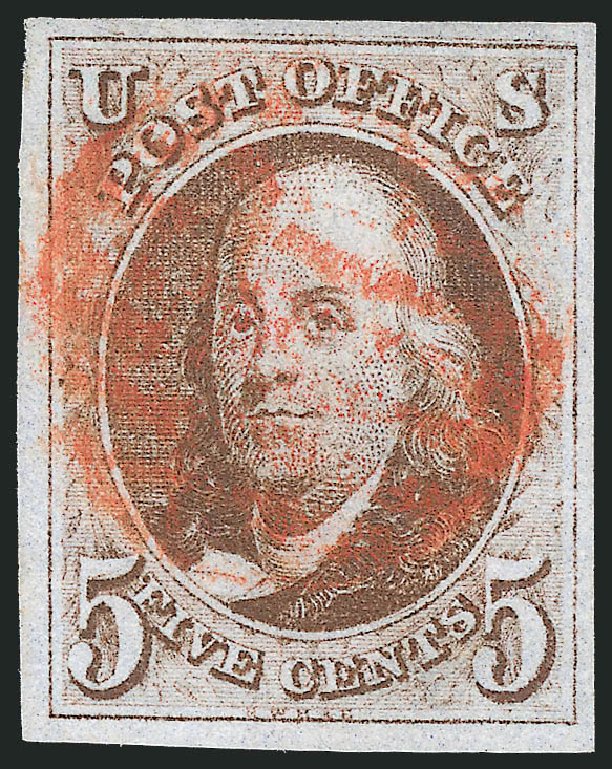 Costs of US Stamp Scott # 1: 5c 1847 Franklin. Robert Siegel Auction Galleries, Oct 2010, Sale 997, Lot 5079