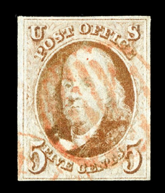 Prices of US Stamps Scott Cat. #1: 1847 5c Franklin. Spink Shreves Galleries, May 2014, Sale 148, Lot 9