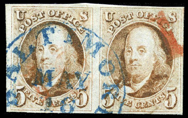 Values of US Stamp Scott # 1 - 1847 5c Franklin. Matthew Bennett International, Feb 2012, Sale 340, Lot 40