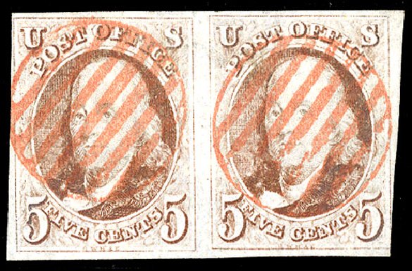 US Stamp Value Scott Catalogue # 1 - 1847 5c Franklin. Cherrystone Auctions, Jan 2010, Sale 201001, Lot 10