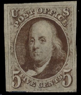US Stamps Value Scott # 1: 5c 1847 Franklin. Cherrystone Auctions, Mar 2010, Sale 201003, Lot 10