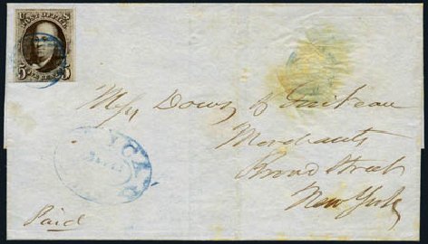 Values of US Stamps Scott Catalog # 1 - 5c 1847 Franklin. Harmer-Schau Auction Galleries, May 2012, Sale 93, Lot 240