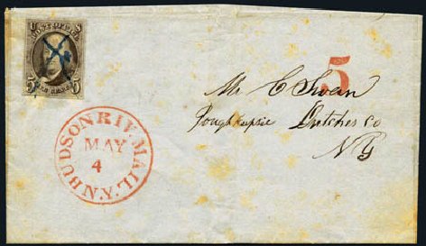 Costs of US Stamps Scott # 1: 5c 1847 Franklin. Harmer-Schau Auction Galleries, Oct 2012, Sale 95, Lot 160