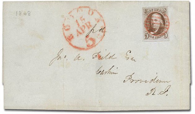 Prices of US Stamp Scott Catalog 1 - 1847 5c Franklin. Daniel Kelleher Auctions, Feb 2013, Sale 634, Lot 770
