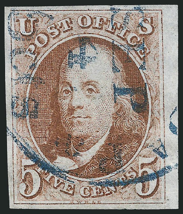 Costs of US Stamps Scott 1 - 5c 1847 Franklin. Robert Siegel Auction Galleries, Mar 2011, Sale 1007, Lot 2070