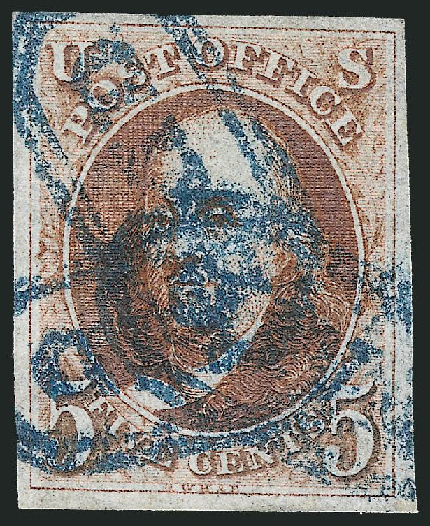 Price of US Stamps Scott 1: 5c 1847 Franklin. Robert Siegel Auction Galleries, Dec 2011, Sale 1017, Lot 50