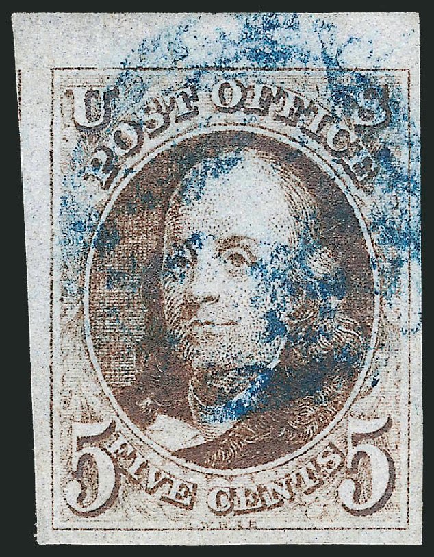 Cost of US Stamps Scott #1 - 5c 1847 Franklin. Robert Siegel Auction Galleries, Apr 2012, Sale 1023, Lot 2120