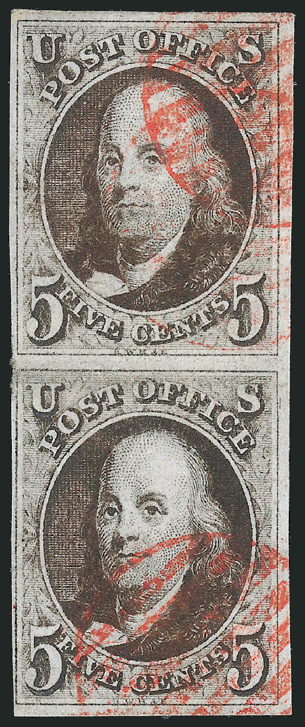 Values of US Stamp Scott Cat. 1 - 5c 1847 Franklin. Robert Siegel Auction Galleries, Apr 2012, Sale 1023, Lot 2130