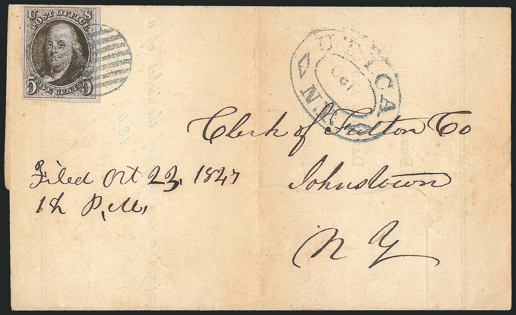 Values of US Stamp Scott Catalogue # 1: 1847 5c Franklin. Robert Siegel Auction Galleries, Apr 2012, Sale 1023, Lot 2320