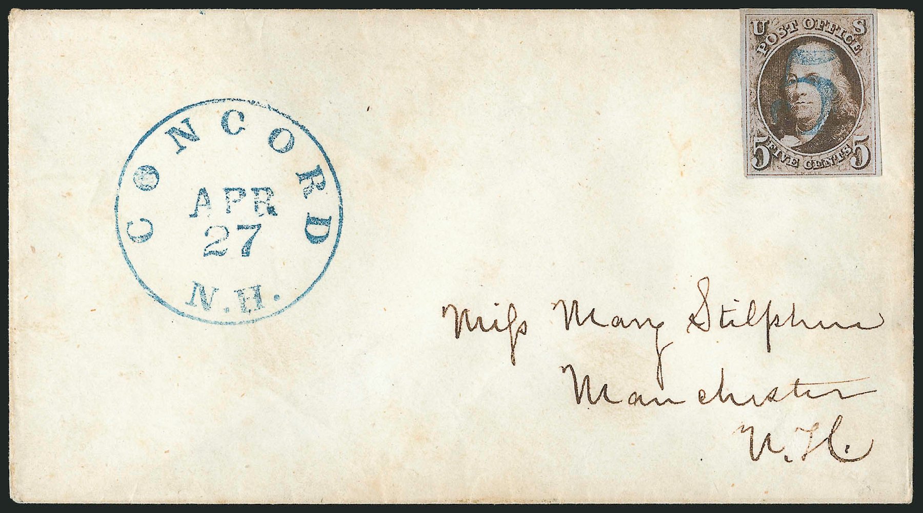 Value of US Stamps Scott Catalogue 1 - 1847 5c Franklin. Robert Siegel Auction Galleries, Apr 2012, Sale 1023, Lot 2330