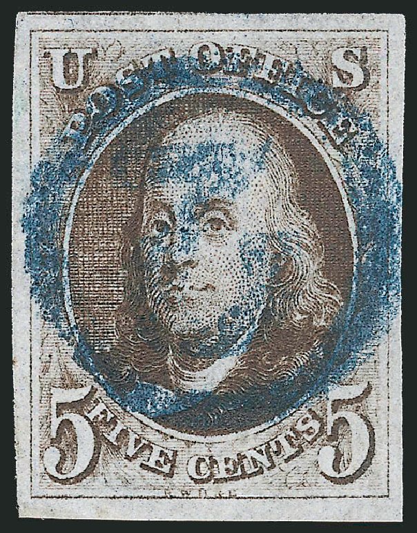 Prices of US Stamp Scott # 1 - 1847 5c Franklin. Robert Siegel Auction Galleries, Jun 2012, Sale 1024, Lot 10