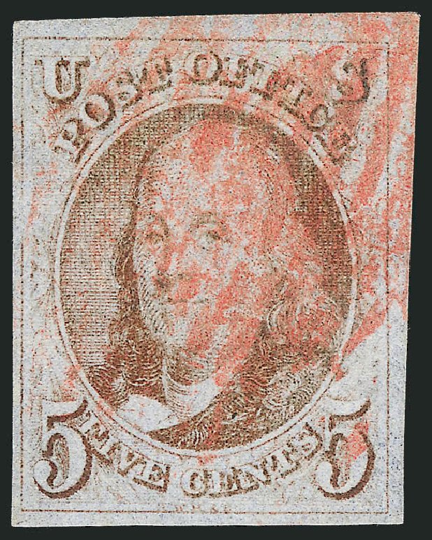 Values of US Stamps Scott Cat. 1: 5c 1847 Franklin. Robert Siegel Auction Galleries, Mar 2013, Sale 1040, Lot 1160