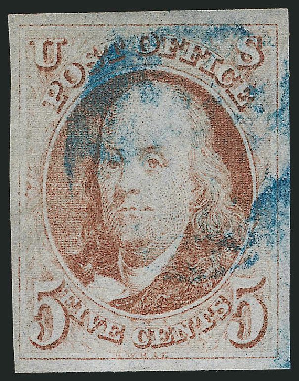 Value of US Stamp Scott Cat. # 1: 5c 1847 Franklin. Robert Siegel Auction Galleries, Mar 2014, Sale 1067, Lot 850