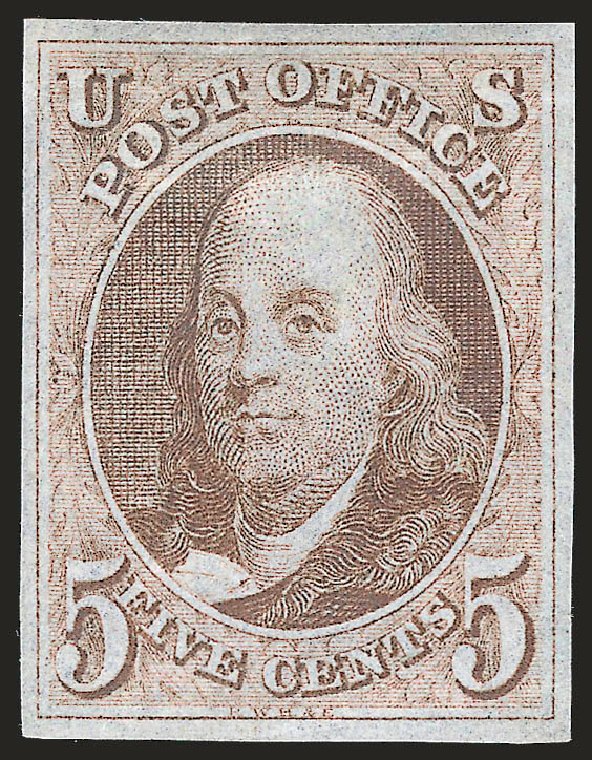 Costs of US Stamps Scott Catalog 1 - 5c 1847 Franklin. Robert Siegel Auction Galleries, Apr 2009, Sale 972, Lot 3010