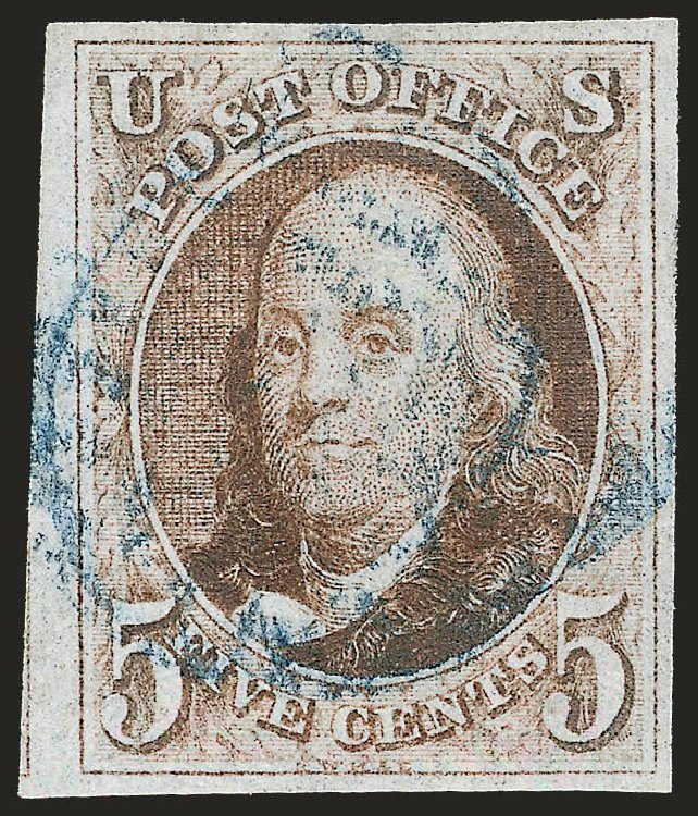 US Stamp Price Scott 1: 1847 5c Franklin. Robert Siegel Auction Galleries, Jun 2009, Sale 975, Lot 1060