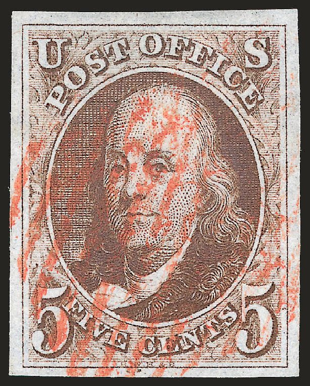 US Stamps Prices Scott Cat. # 1 - 1847 5c Franklin. Robert Siegel Auction Galleries, Sep 2009, Sale 976, Lot 1050