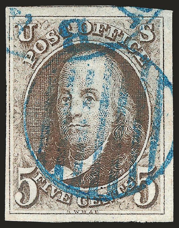 US Stamps Prices Scott Cat. # 1 - 1847 5c Franklin. Robert Siegel Auction Galleries, Sep 2009, Sale 976, Lot 1060