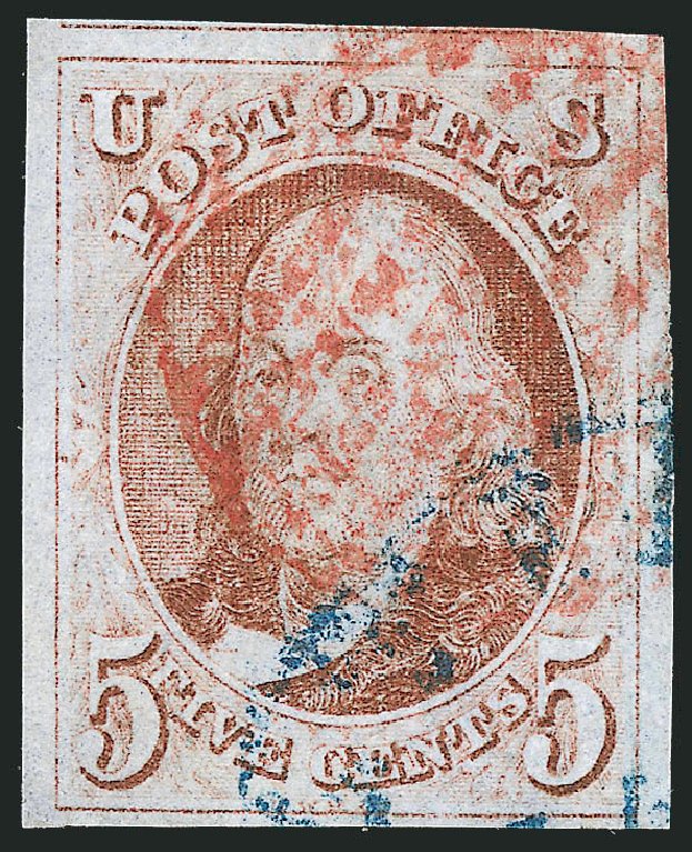 US Stamp Values Scott Catalogue # 1: 1847 5c Franklin. Robert Siegel Auction Galleries, Apr 2010, Sale 984, Lot 30
