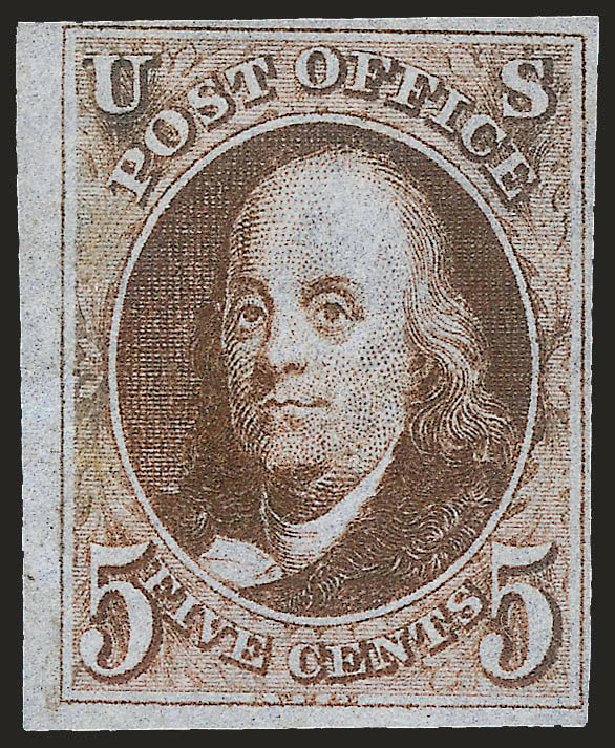 Cost of US Stamps Scott Catalog 1: 5c 1847 Franklin. Robert Siegel Auction Galleries, Jun 2010, Sale 989, Lot 40