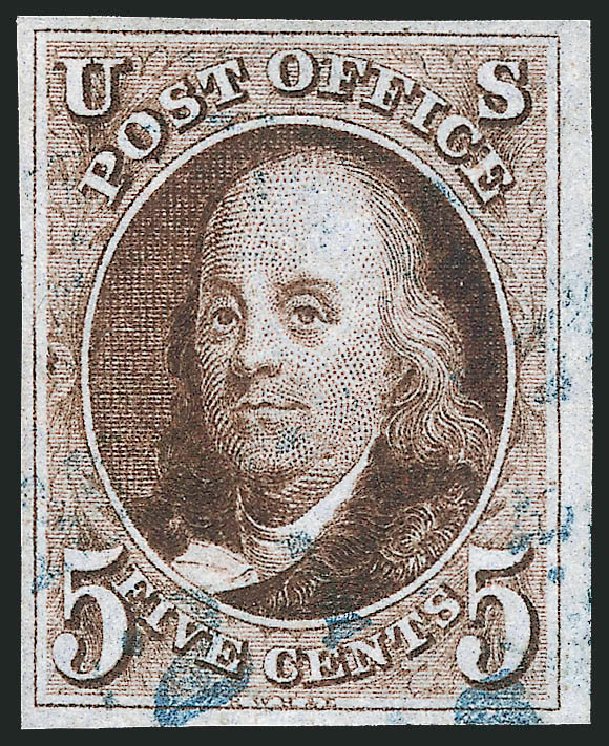 Costs of US Stamps Scott Cat. #1: 5c 1847 Franklin. Robert Siegel Auction Galleries, Sep 2010, Sale 993, Lot 30