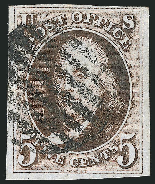 Value of US Stamps Scott #1: 1847 5c Franklin. Robert Siegel Auction Galleries, Sep 2010, Sale 993, Lot 40