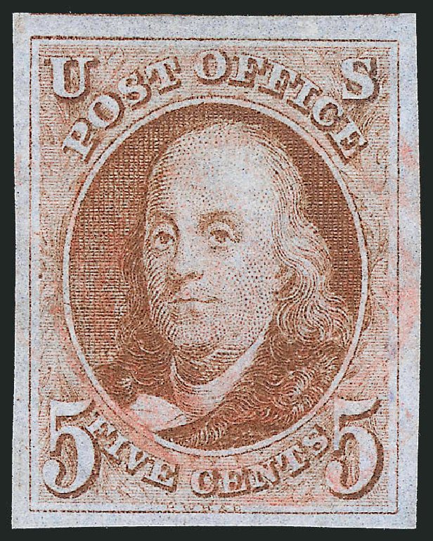 Costs of US Stamp Scott #1 - 5c 1847 Franklin. Robert Siegel Auction Galleries, Sep 2010, Sale 993, Lot 70