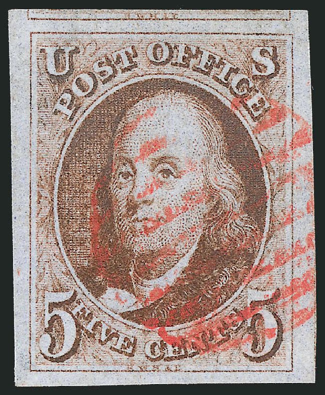 Value of US Stamps Scott Catalog 1: 1847 5c Franklin. Robert Siegel Auction Galleries, Oct 2010, Sale 997, Lot 5060