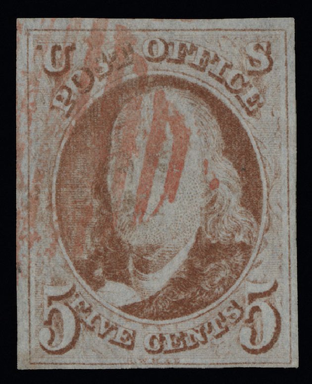 Price of US Stamp Scott Catalogue 1: 5c 1847 Franklin. Spink Shreves Galleries, Aug 2013, Sale 144, Lot 110