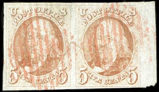 US Stamps Price Scott Catalog # 1: 1847 5c Franklin. Spink Shreves Galleries, Jul 2015, Sale 151, Lot 10