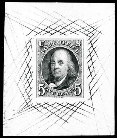 Values of US Stamps Scott Catalog #1 - 1847 5c Franklin. Matthew Bennett International, Jun 2008, Sale 328, Lot 431